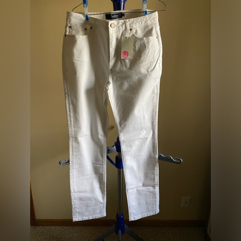 NWT Boden white straight leg high waist jeans.  Size 10 long